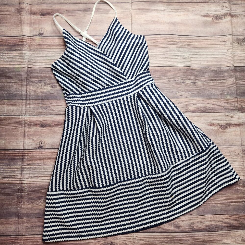 Charlotte Russe Nautical Sailor Navy Blue Flare Skater Dress - Picture 13 of 15